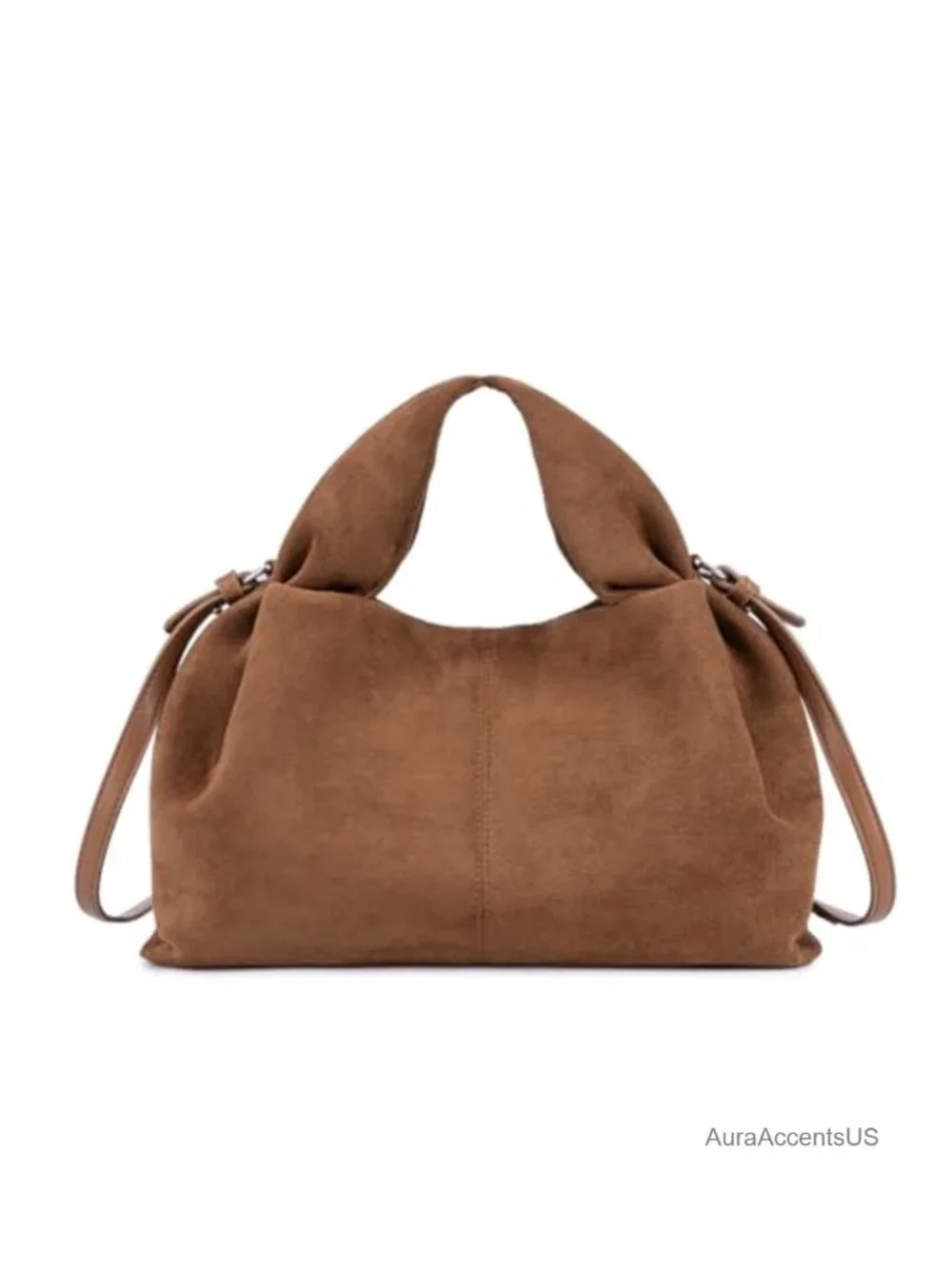 Women's Faux Suede Half-Moon Hobo Handbag Soft Tote Shoulder Purse